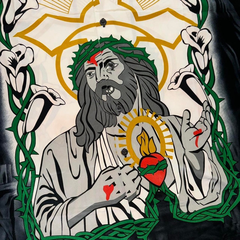Y2K Jesus Christ All Over Print Button Up Shirt Size XL NEW - Picture 7 of 8